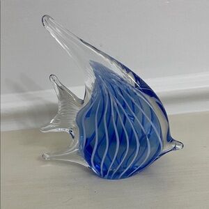 Blue Glass Fish Sculpture